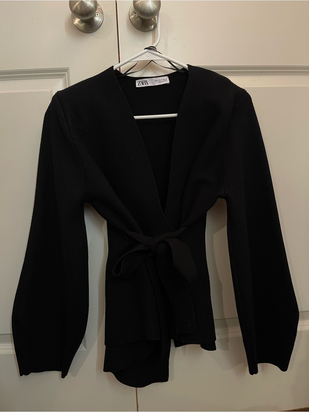 Zara Black Wrap Belted Cardigan